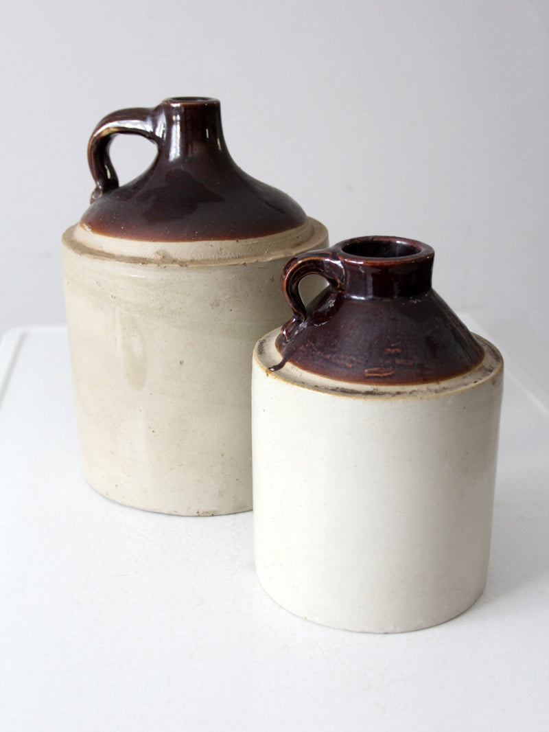 antique stoneware crock jugs set of 2