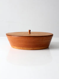 vintage handmade wood bowl with lid