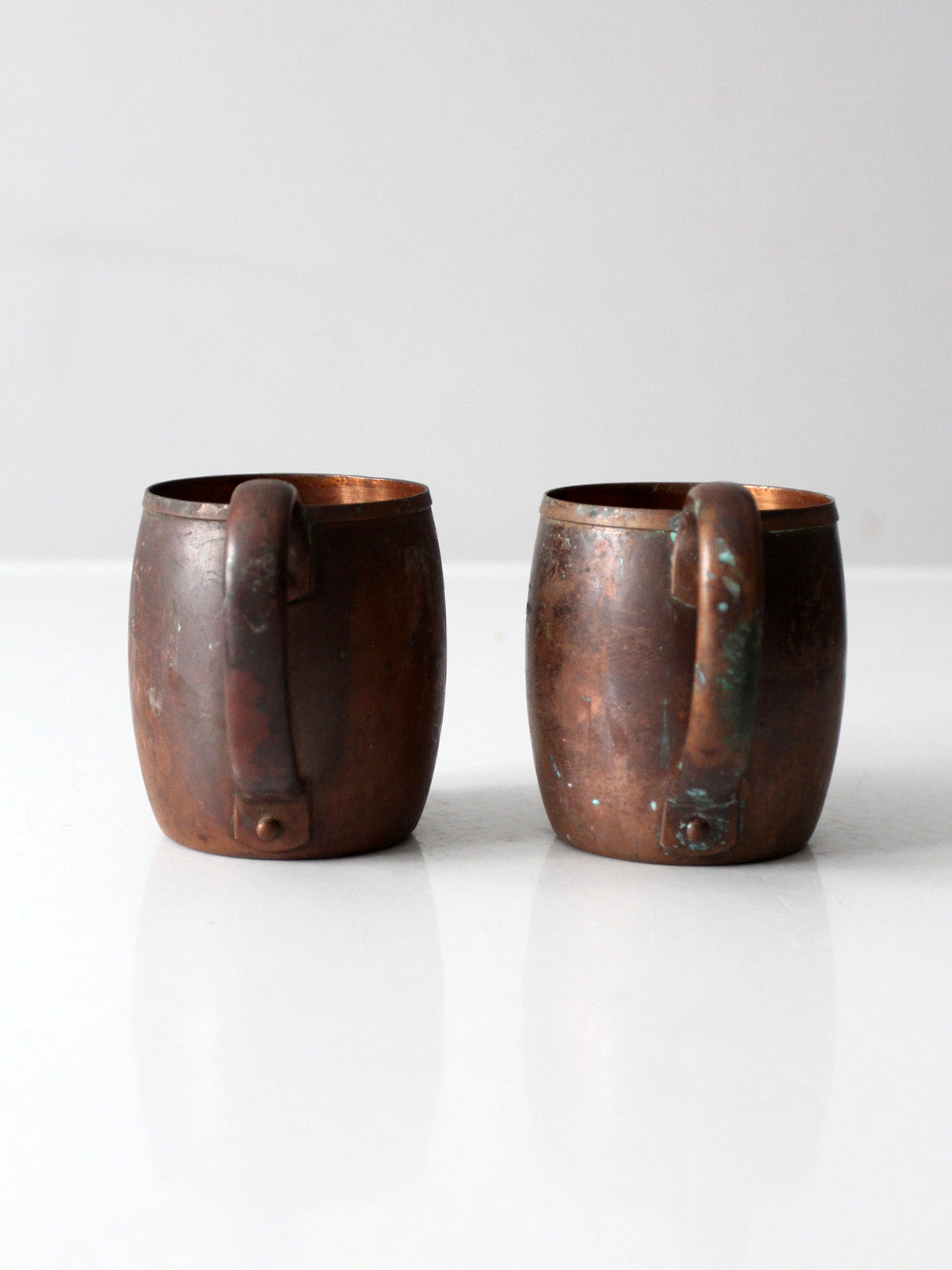 vintage copper mugs with handles pair