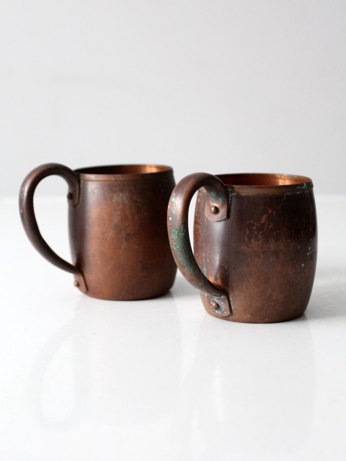 vintage copper mugs with handles pair