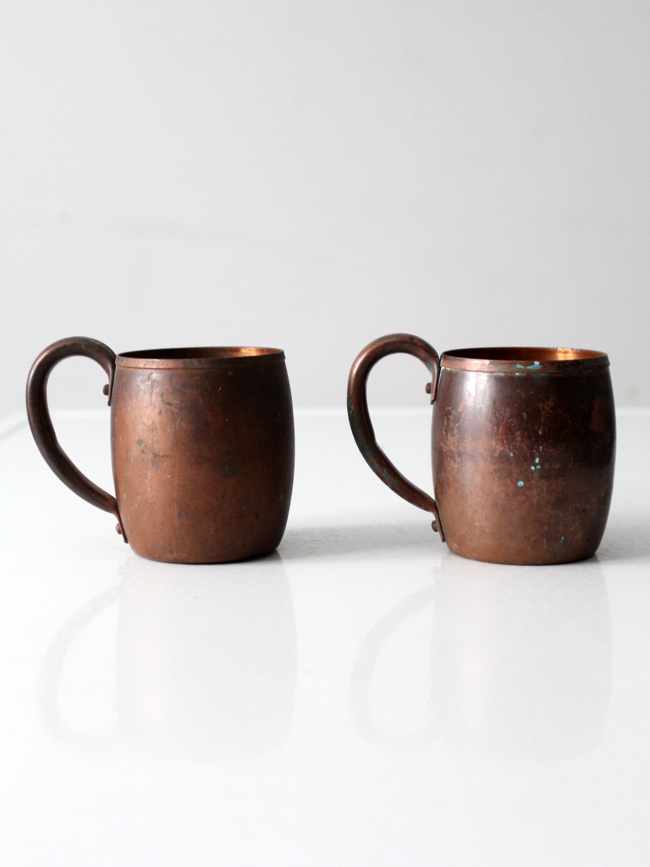 vintage copper mugs with handles pair