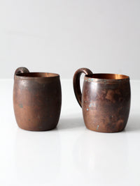 vintage copper mugs with handles pair