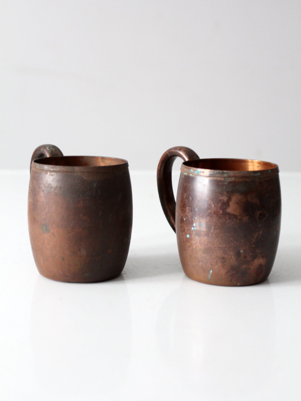 vintage copper mugs with handles pair
