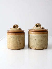 pair of vintage studio pottery jars