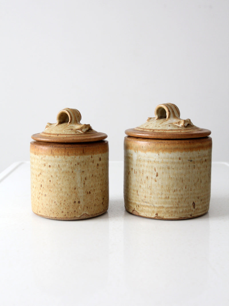 pair of vintage studio pottery jars
