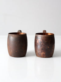 vintage copper mugs with handles pair
