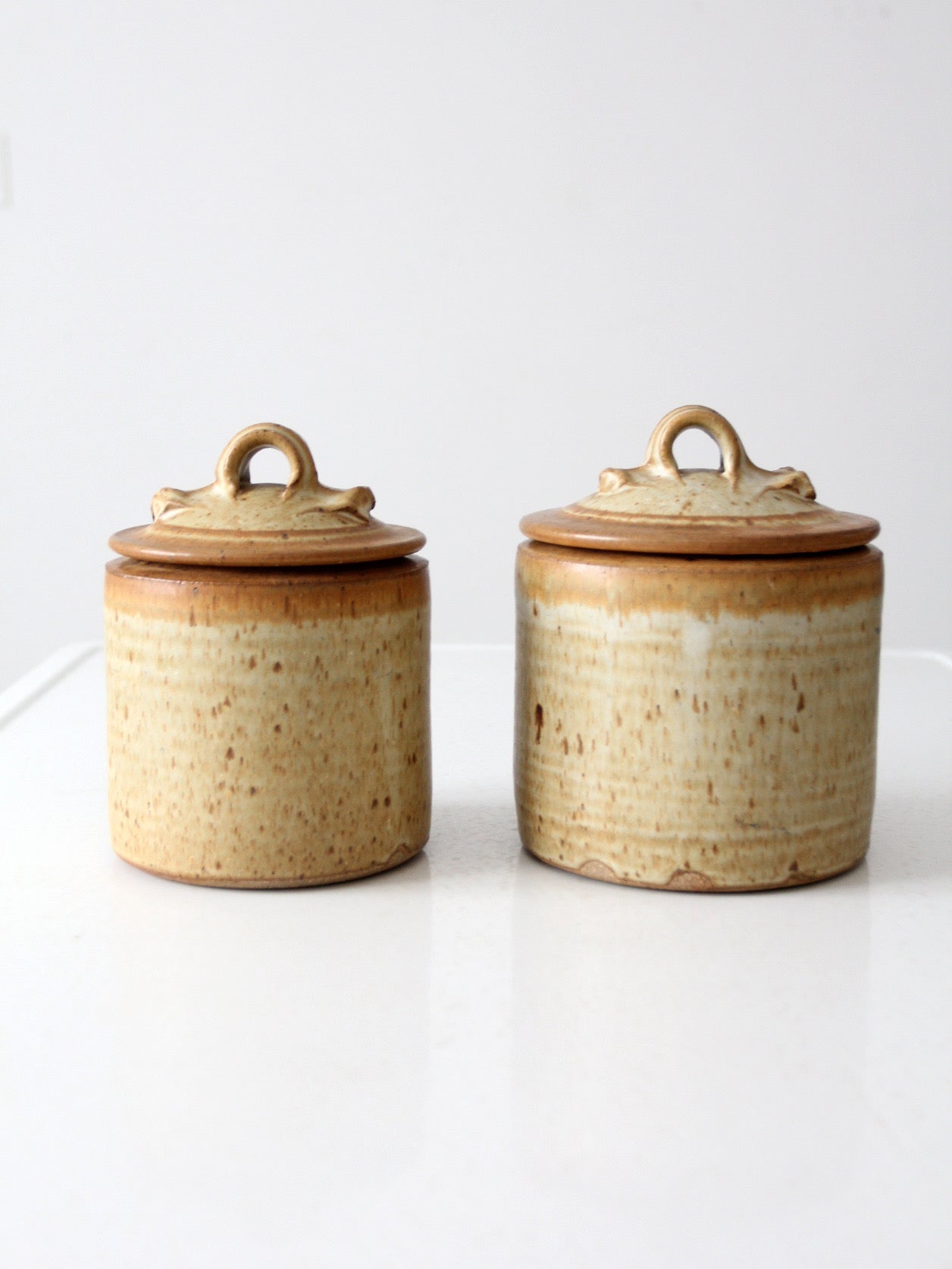 pair of vintage studio pottery jars