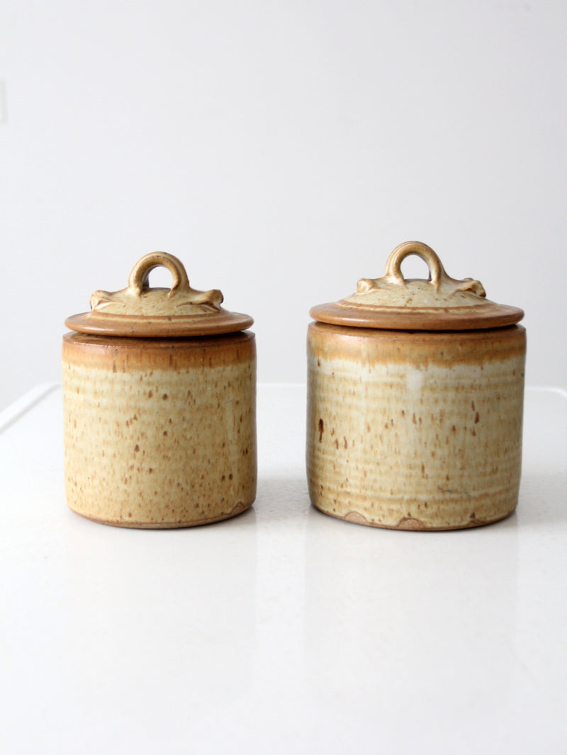 pair of vintage studio pottery jars