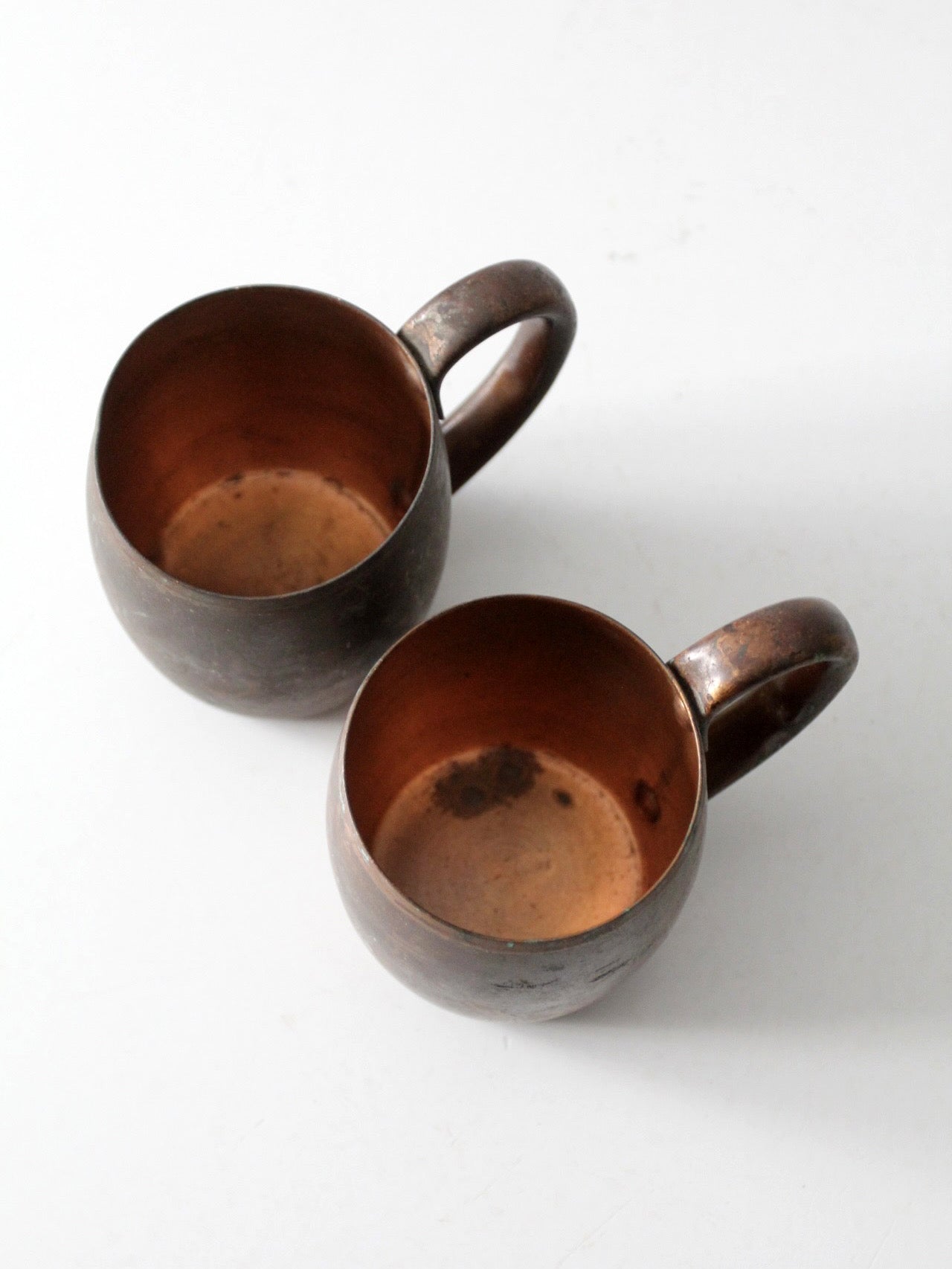 vintage copper mugs with handles pair