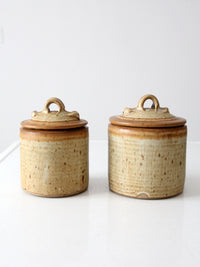 pair of vintage studio pottery jars