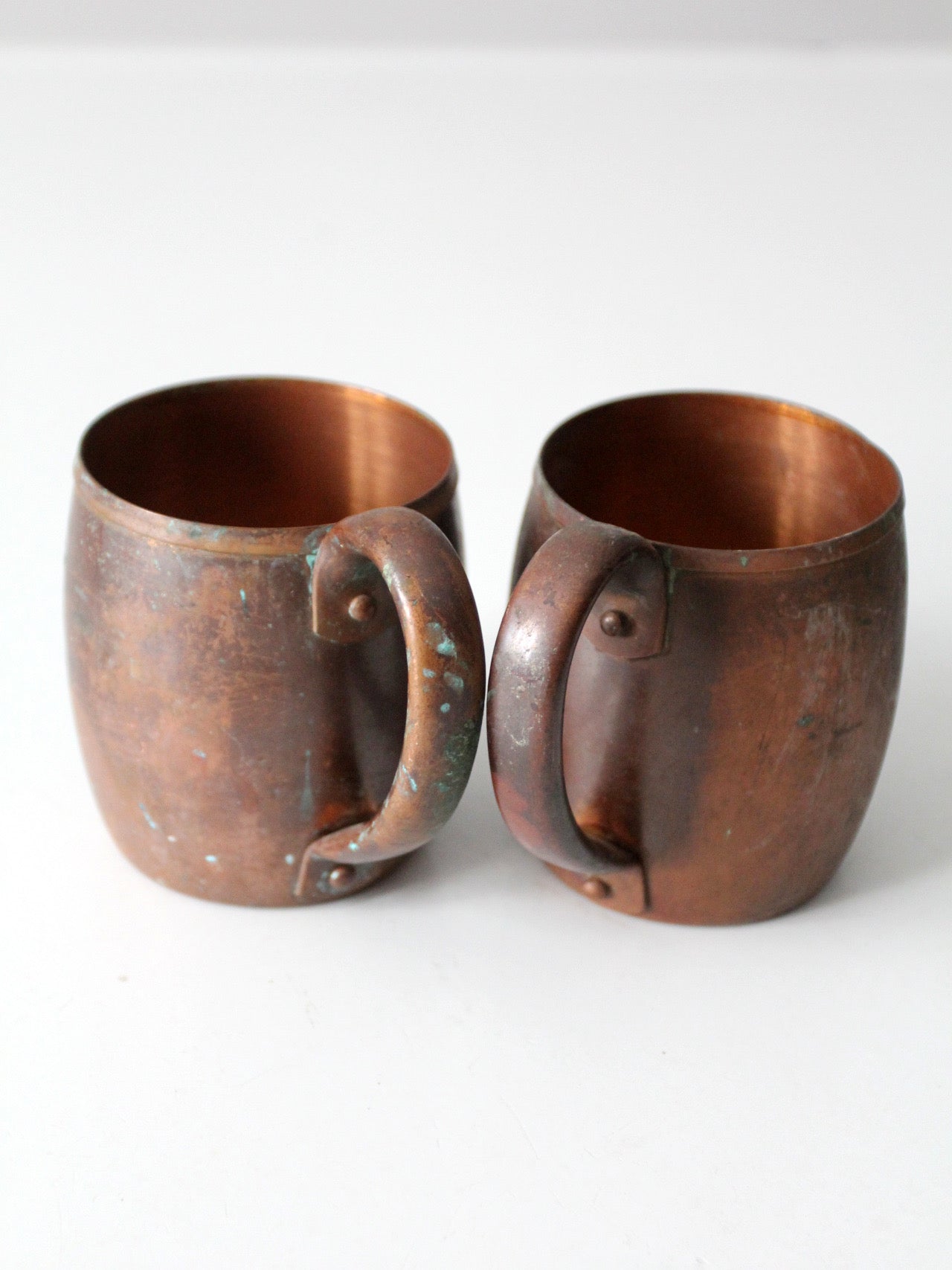 vintage copper mugs with handles pair