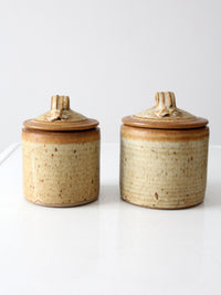pair of vintage studio pottery jars