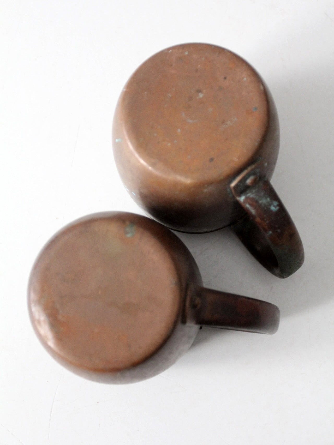 vintage copper mugs with handles pair