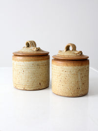 pair of vintage studio pottery jars
