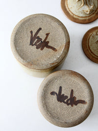 pair of vintage studio pottery jars