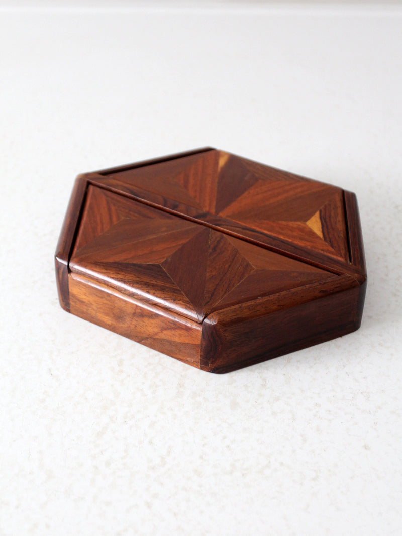 mid-century parquetry hexagonal box