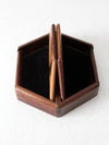 mid-century parquetry hexagonal box