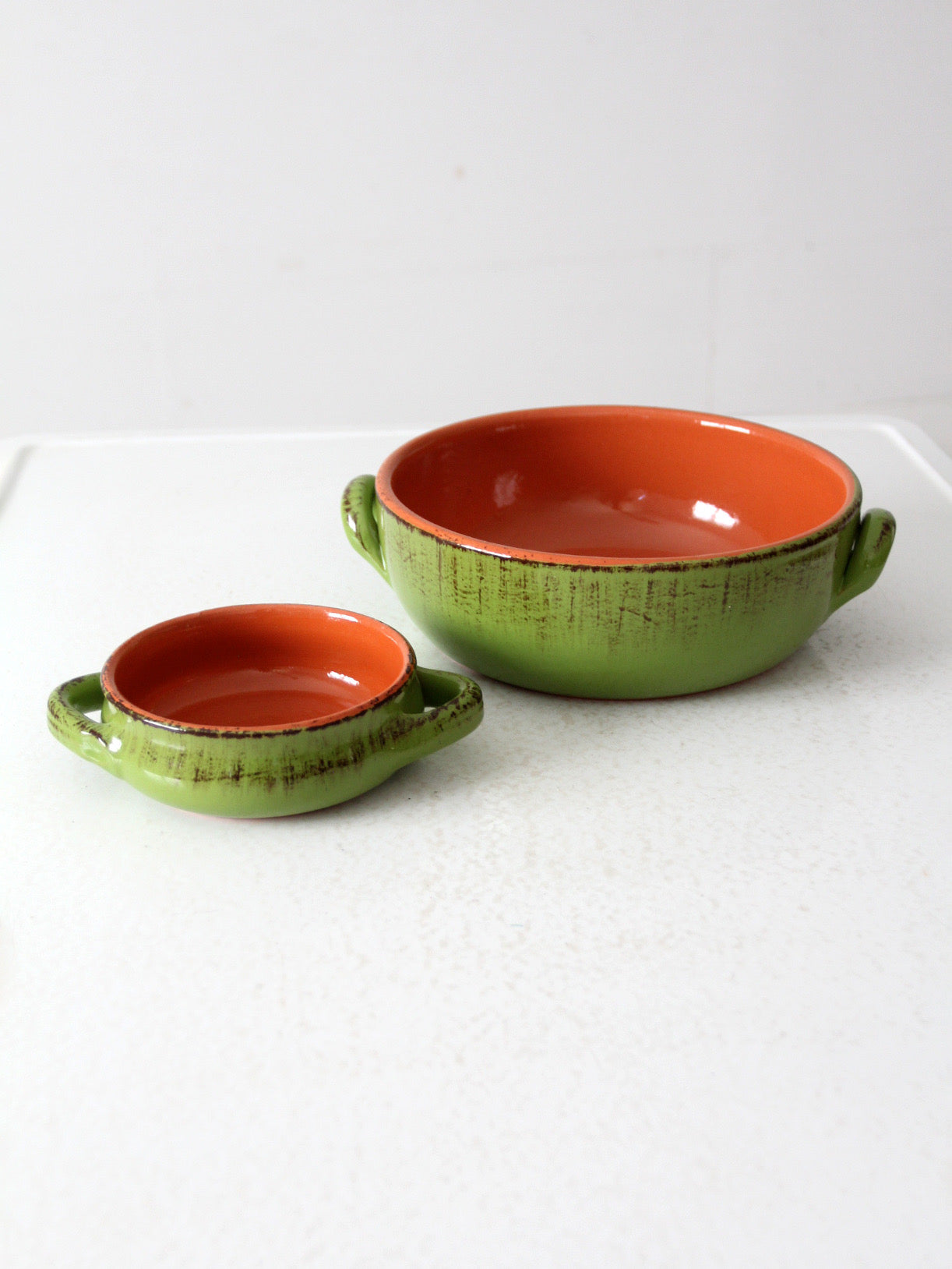 vintage Italian terracotta serving bowls pair