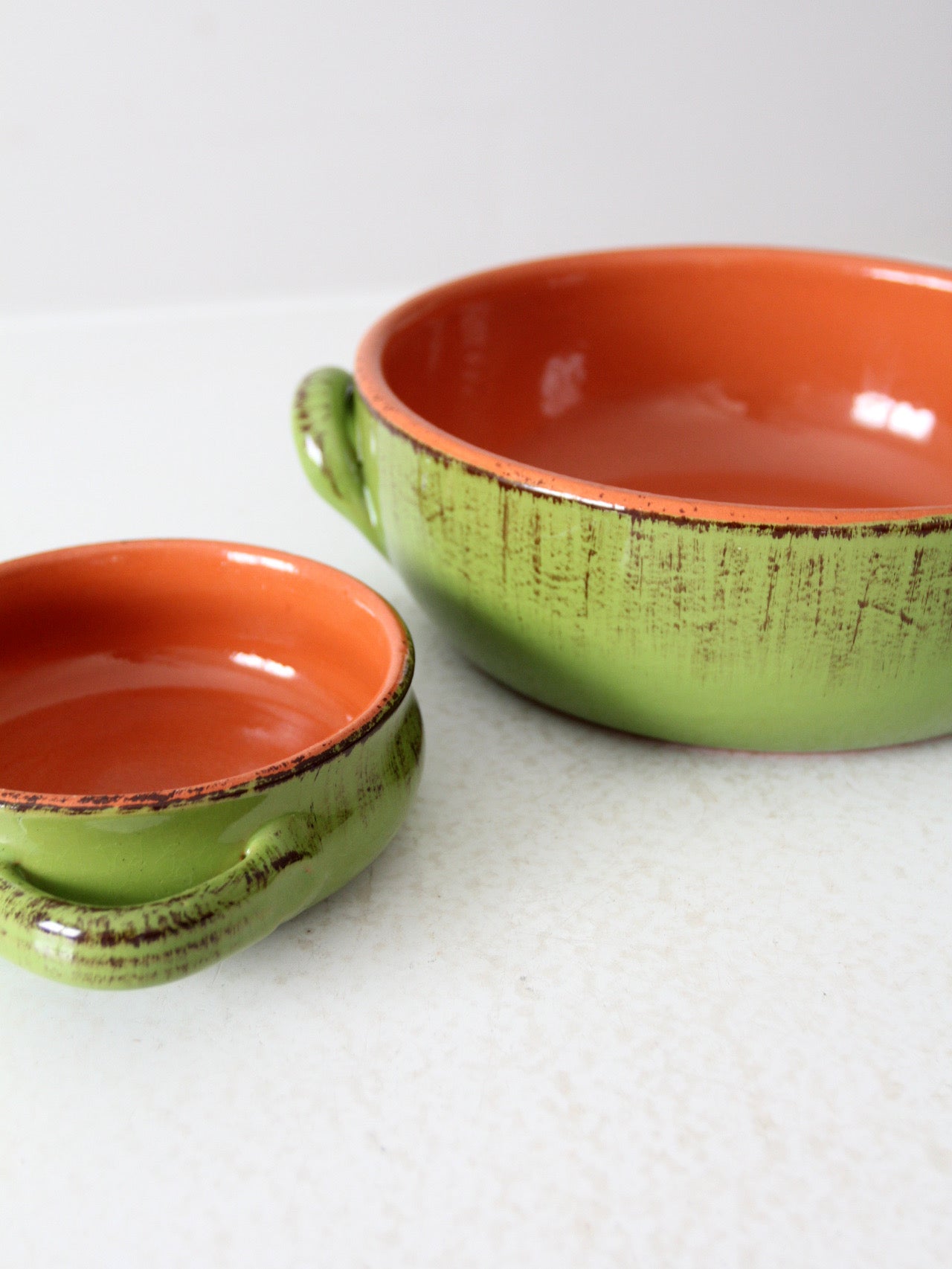 vintage Italian terracotta serving bowls pair