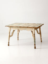 antique American country painted wood low table with plank top