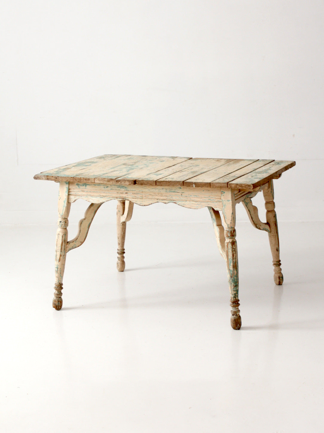 antique American country painted wood low table with plank top