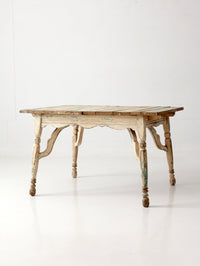 antique American country painted wood low table with plank top