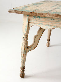 antique American country painted wood low table with plank top