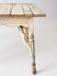 antique American country painted wood low table with plank top