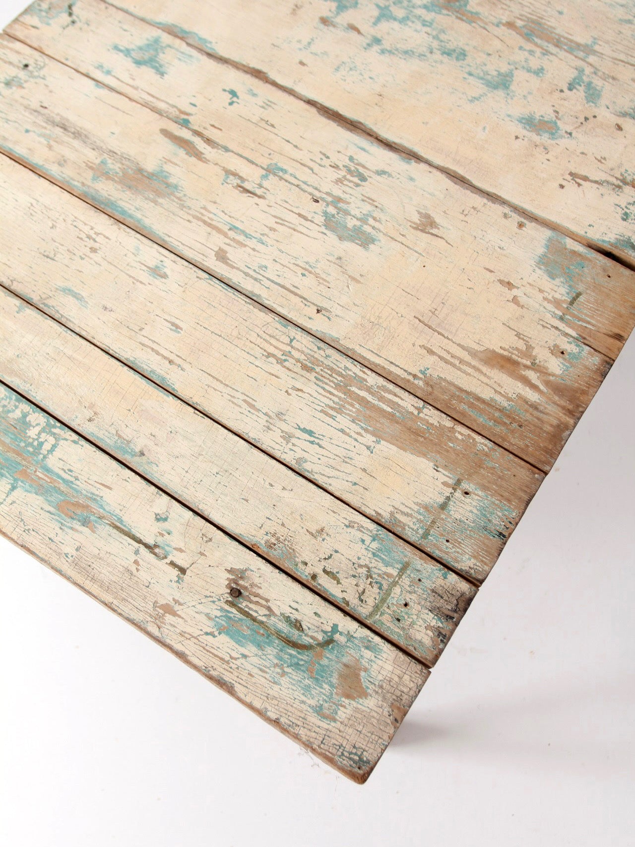 antique American country painted wood low table with plank top