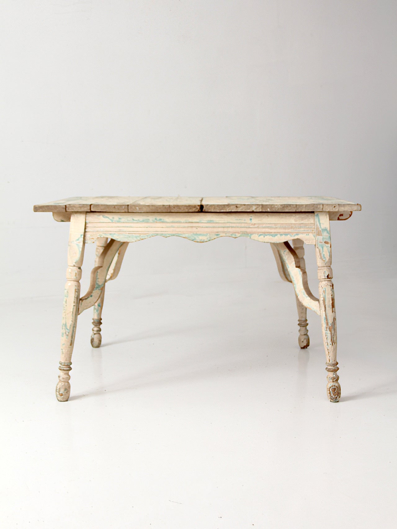 antique American country painted wood low table with plank top