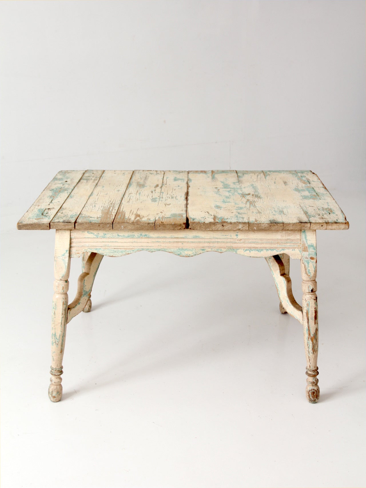 antique American country painted wood low table with plank top
