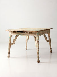 antique American country painted wood low table with plank top
