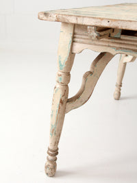 antique American country painted wood low table with plank top