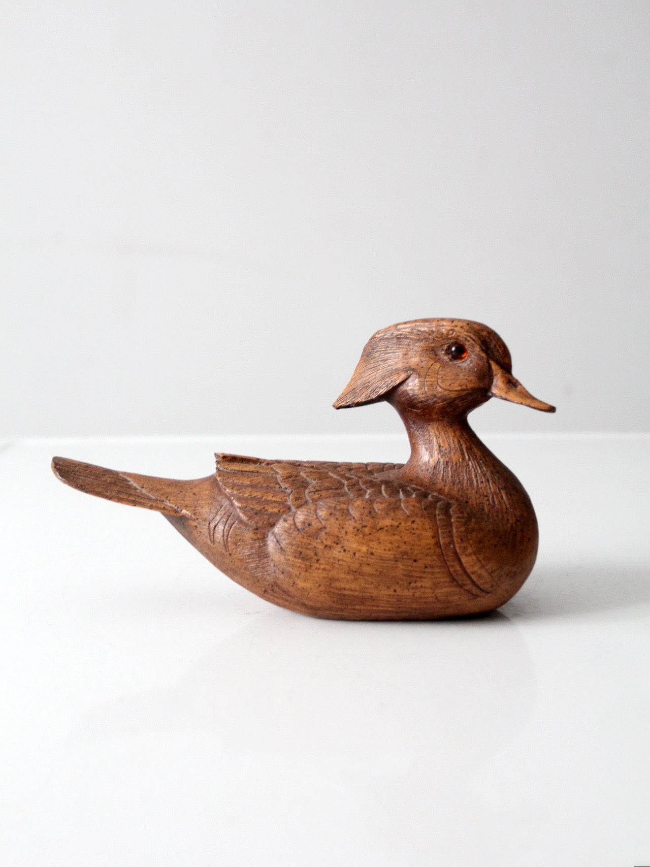 mid-century cast wood duck figurine