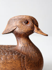 mid-century cast wood duck figurine
