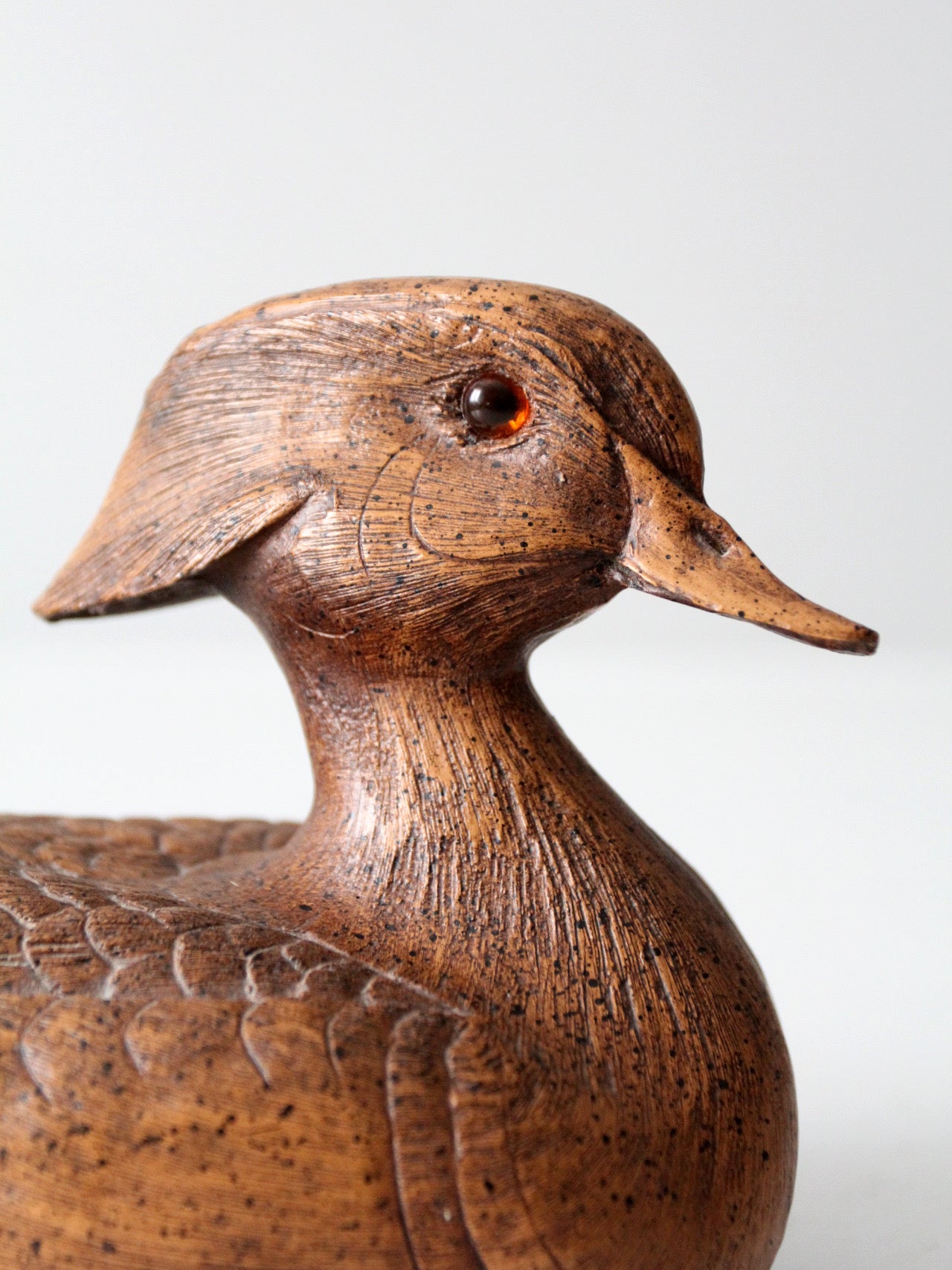 mid-century cast wood duck figurine