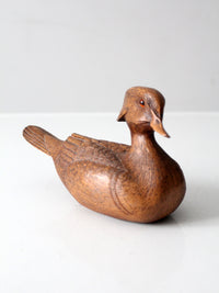 mid-century cast wood duck figurine