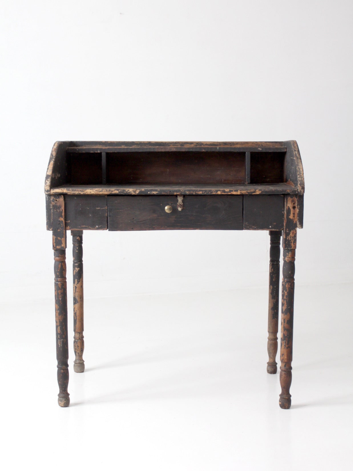 antique primitive painted wood writing desk with cubbies