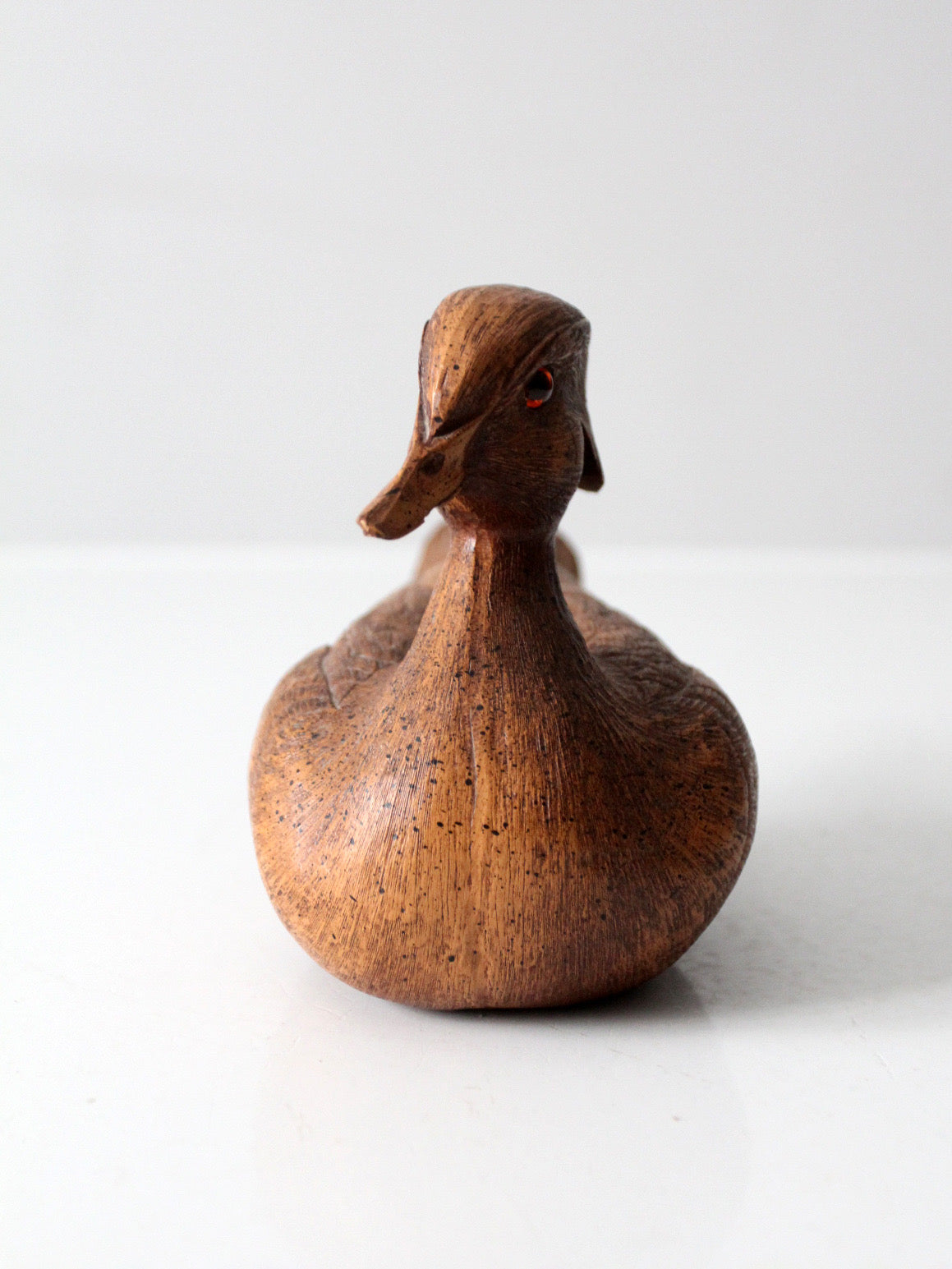 mid-century cast wood duck figurine
