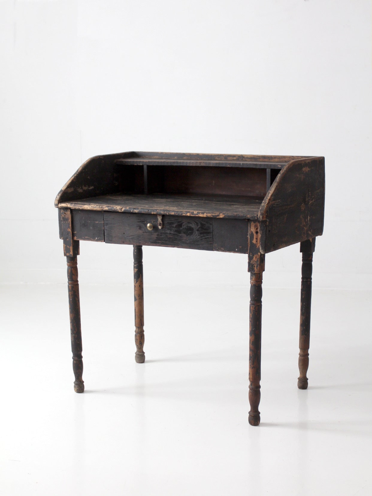 antique primitive painted wood writing desk with cubbies
