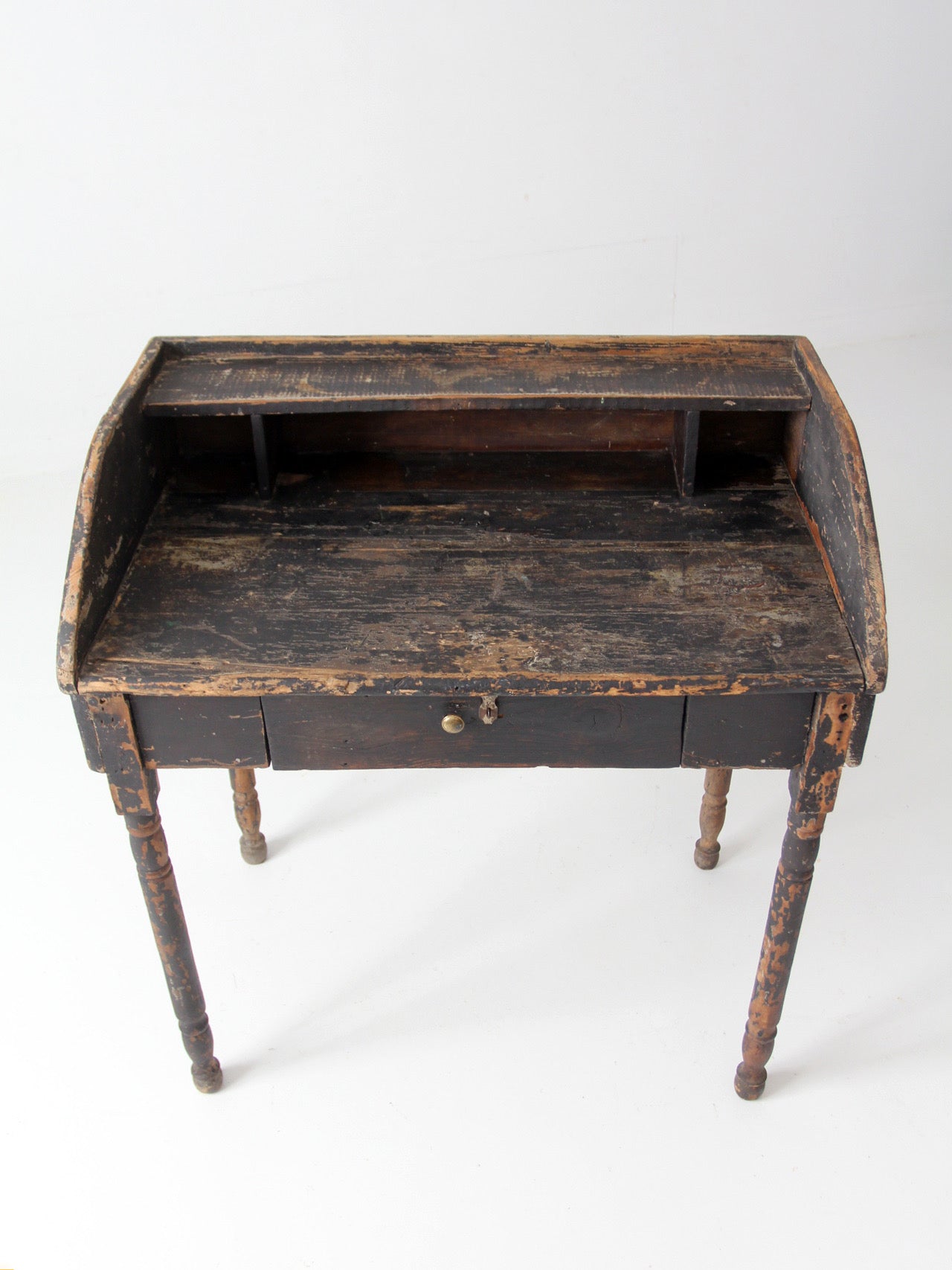 antique primitive painted wood writing desk with cubbies