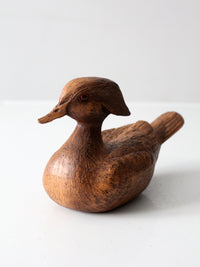 mid-century cast wood duck figurine