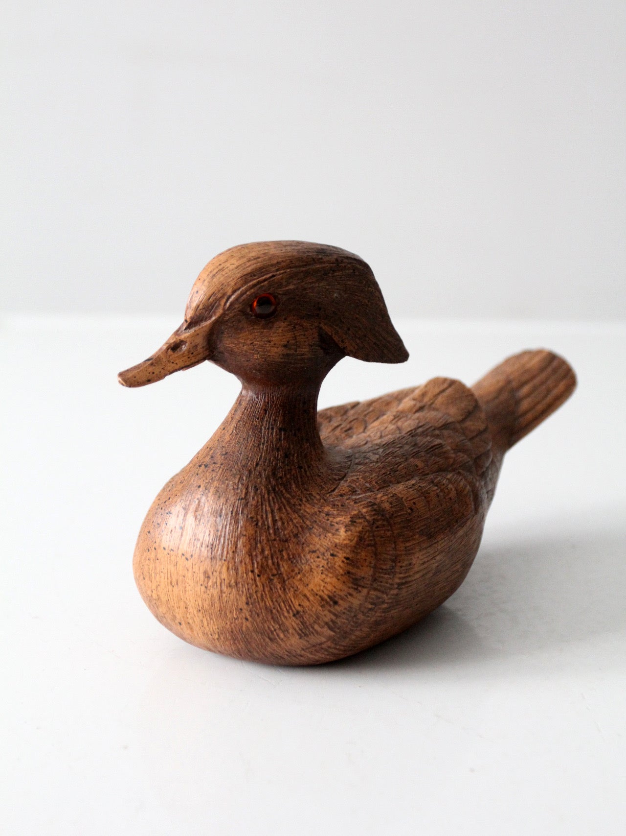 mid-century cast wood duck figurine