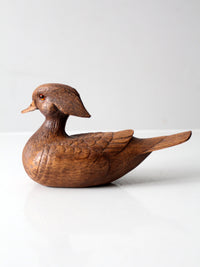 mid-century cast wood duck figurine
