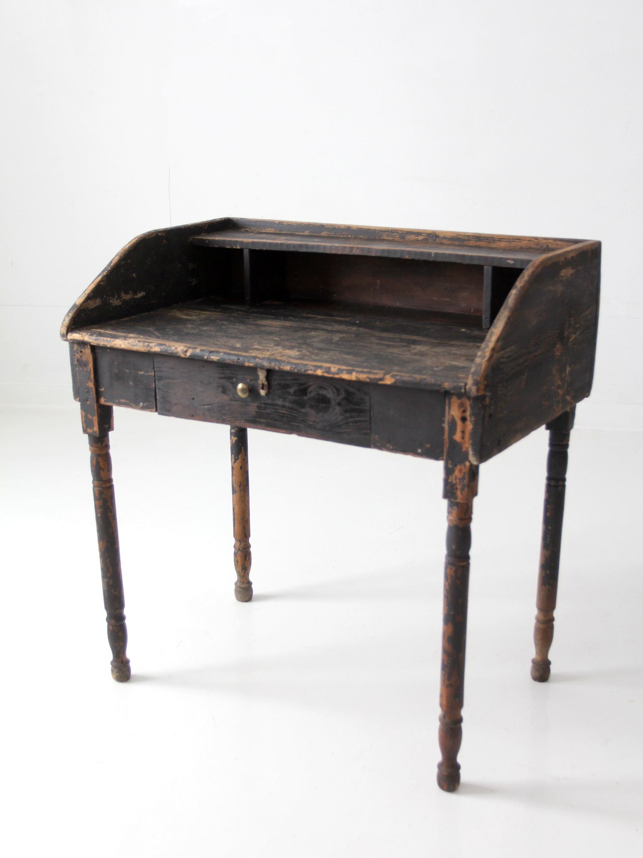 antique primitive painted wood writing desk with cubbies
