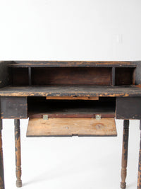 antique primitive painted wood writing desk with cubbies