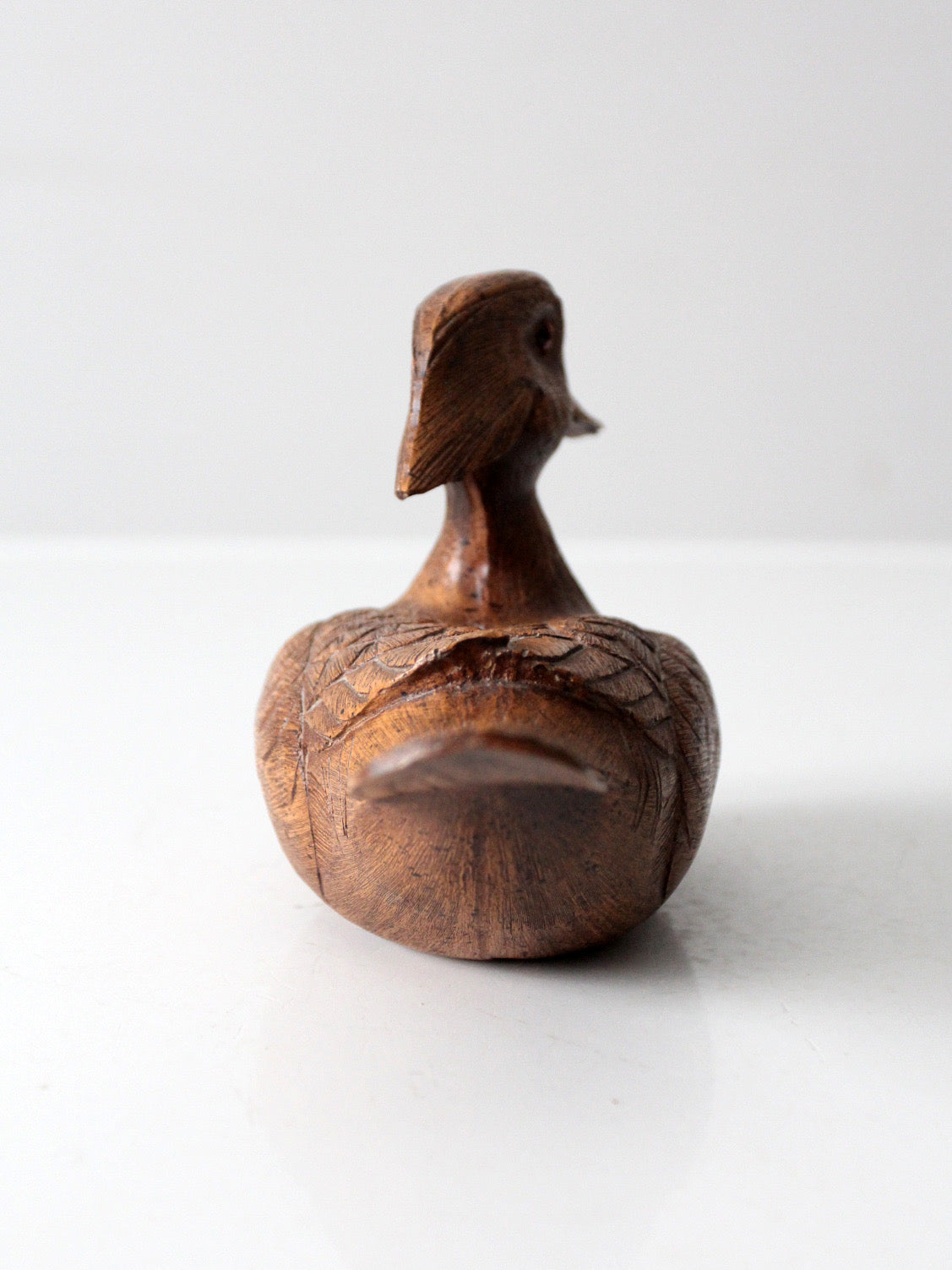 mid-century cast wood duck figurine