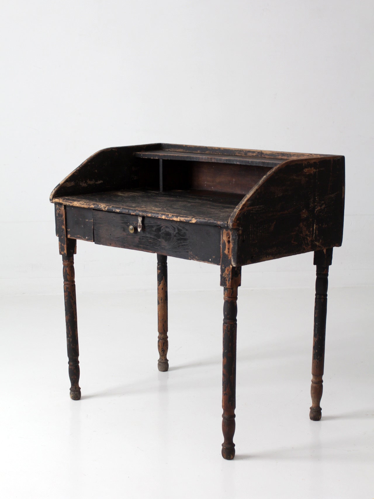 antique primitive painted wood writing desk with cubbies