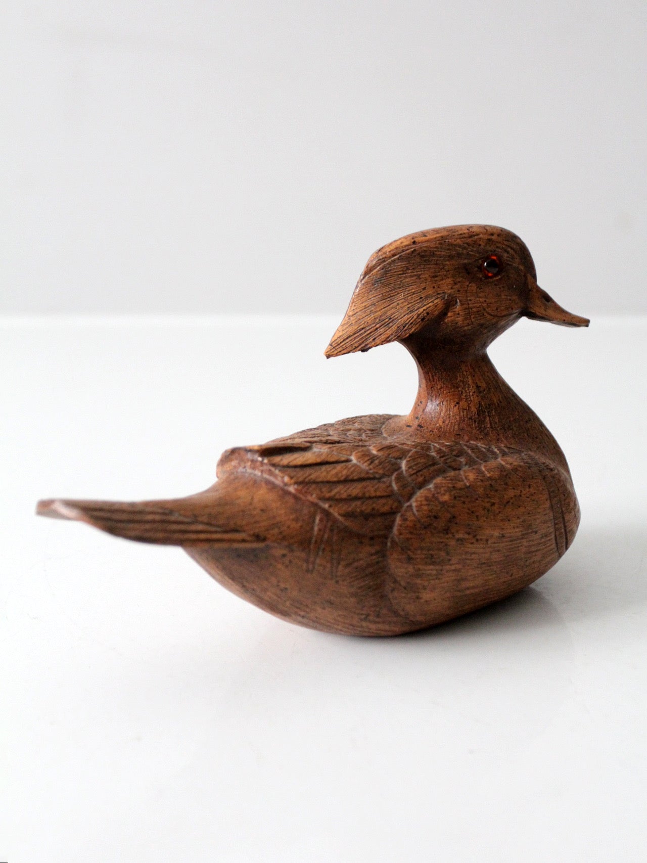 mid-century cast wood duck figurine