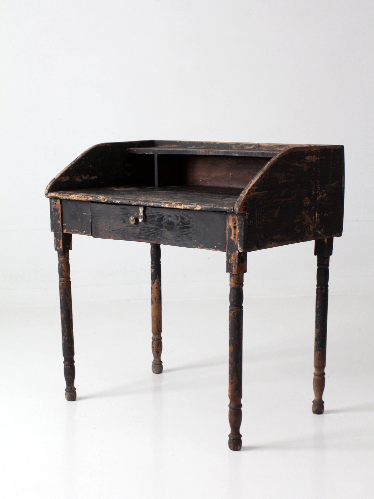 antique primitive painted wood writing desk with cubbies